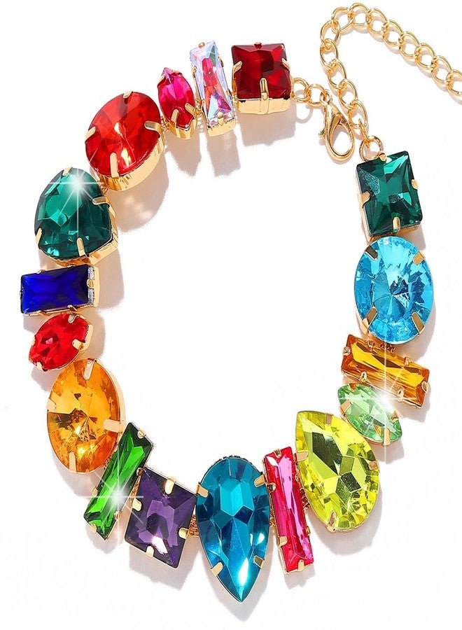 JEAIRTS Rhinestone Choker Necklace Sparkly Crystal Choker Statement Prom Necklaces for Women(2-Colorful) - Image 1