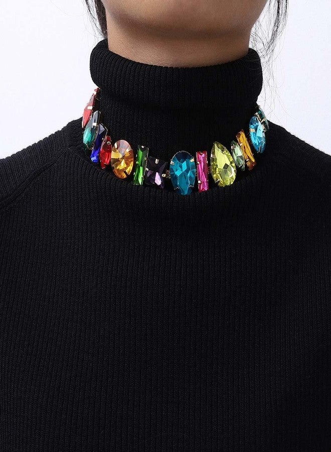 JEAIRTS Rhinestone Choker Necklace Sparkly Crystal Choker Statement Prom Necklaces for Women(2-Colorful) - Image 4