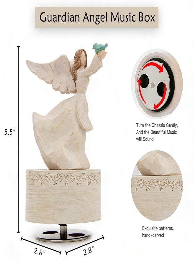 YT3 Studio Music Box, Guardian Angel Musical Box Figurine Holding Dove, Sculpted Hand-Painted Music Boxes Figures Wind Up Angel Musical Boxes for Women Girls in Christmas Birthday Anniversary - Image 3