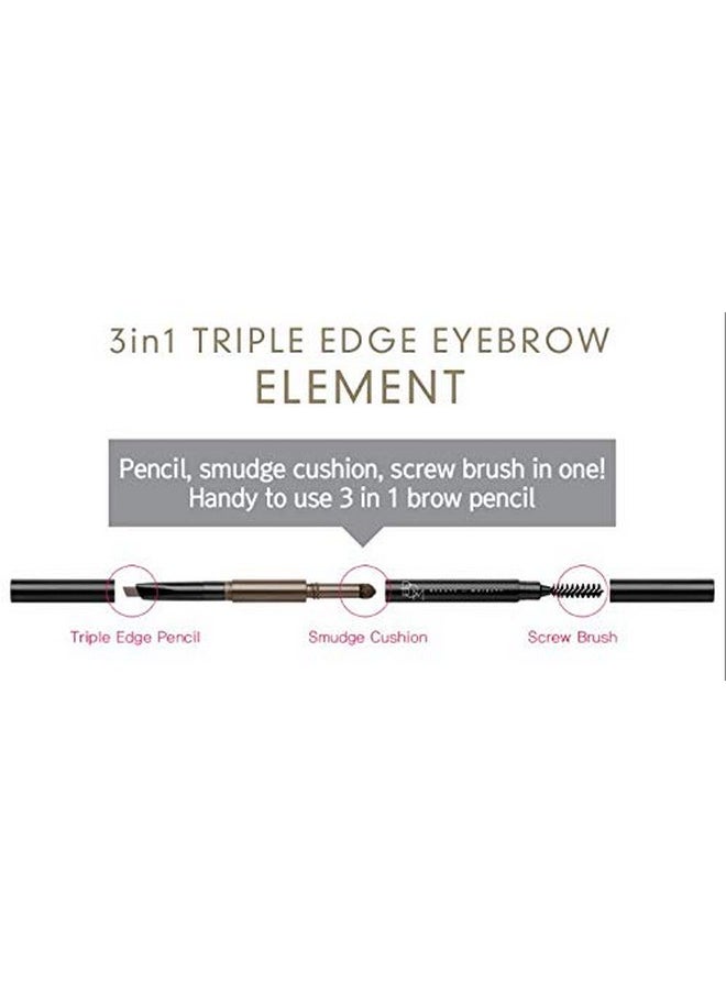 bom - 3 In 1 Triple Edge Eyebrow Pencil With Blender And Spoolie Long Lasting Waterproof Grey Brown - Image 1