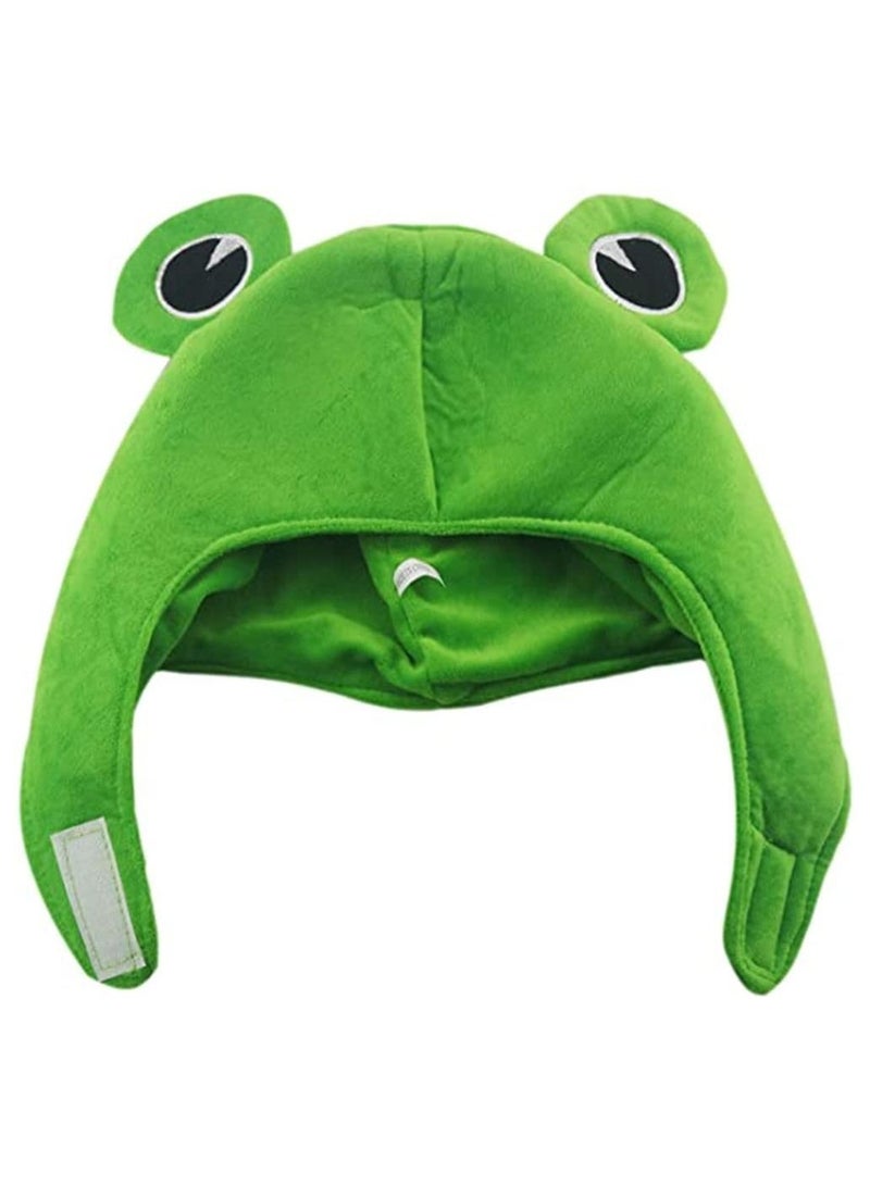 Y&D Frog Hat Head, Cute Plush Scarf Ears Winter Ski Full Headwear Novelty Party Dress Up Cosplay Costume, Green - Image 3