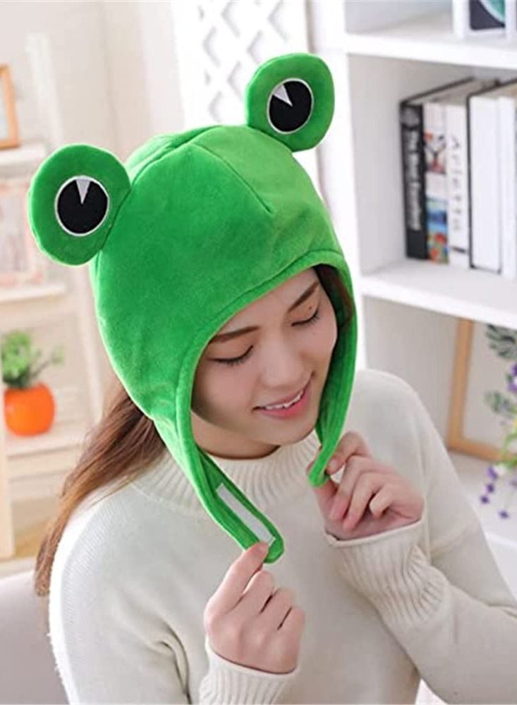 Y&D Frog Hat Head, Cute Plush Scarf Ears Winter Ski Full Headwear Novelty Party Dress Up Cosplay Costume, Green - Image 5