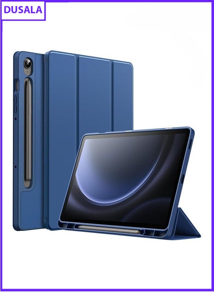 DUSALA Protective Case for Samsung Galaxy Tab Tab S8 2022/S7 2020 11-Inch – Tri-Fold Stand, Soft TPU Back, S Pen Holder & Charging Support Auto Wake/Sleep(Blue) - Image 1