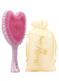 برايم مشط فرشاة الشعر Prime Wet Tangle Detangler للنساء - شعيرات وردية لامعة (تتضمن الحقيبة)  - Image 1