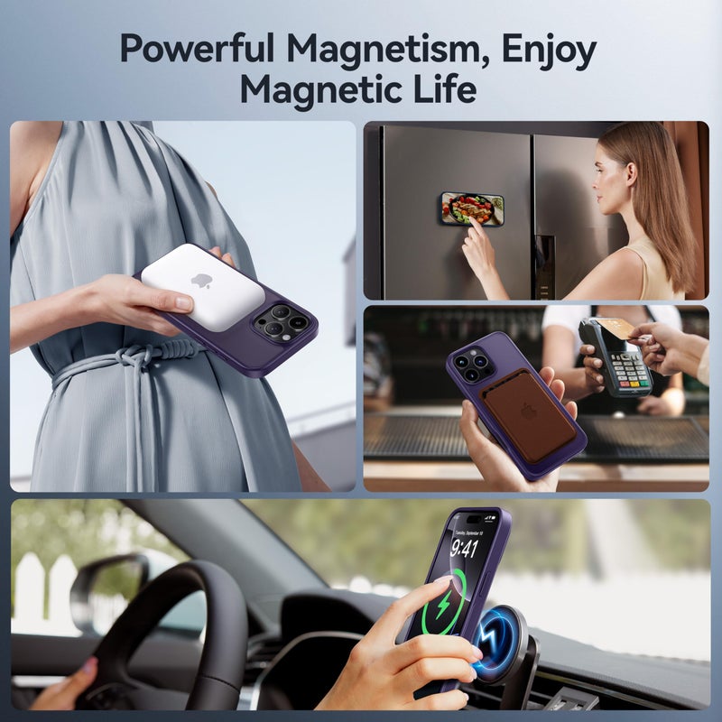 CASEKOO Ultra-Magnetic Stand for iPhone 16 Pro Max Case [Military Drop Protection] [Compatible with MagSafe] Shockproof Translucent Matte Slim Ring Holder Case for iPhone 16 ProMax 6.9", Purple - Image 4