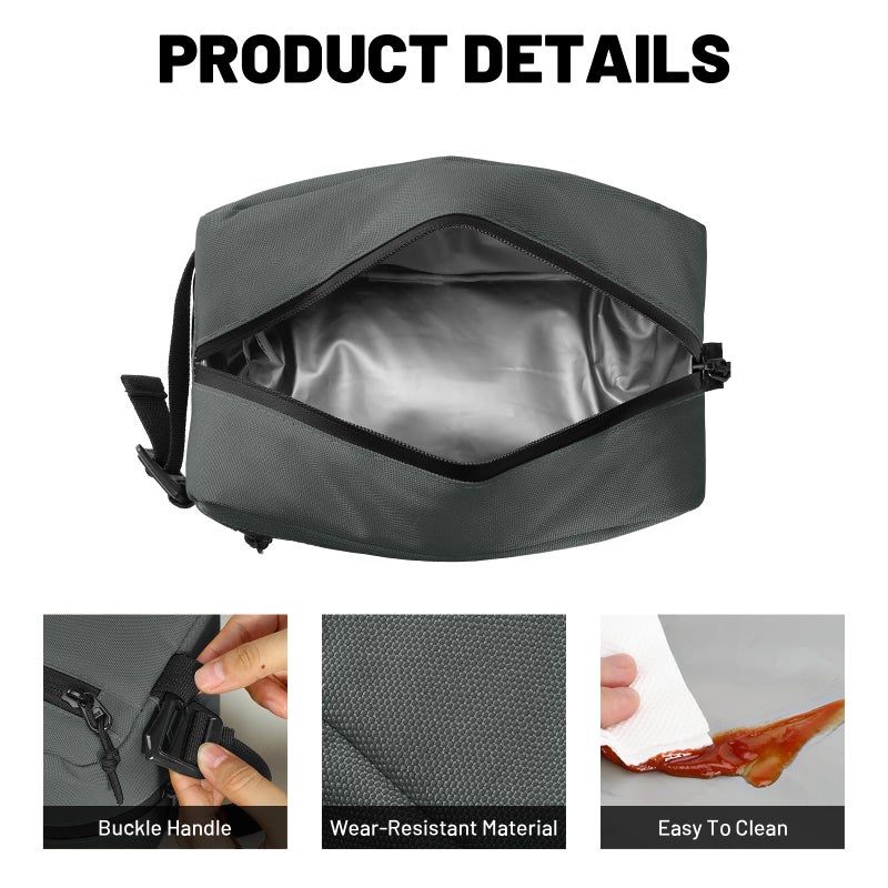 MIER Freezable Snack Bags Small Frozen Mini Cooler Lunch Bag Freezer Insulated Pouch for Adults Work Travel On-the-go,Gary - Image 5