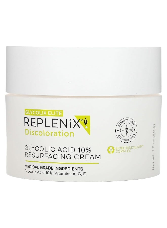Replenix, Discoloration, Glycolic Acid 10% Resurfacing Cream, Fragrance Free, 1.7 oz (50 g) - Image 1