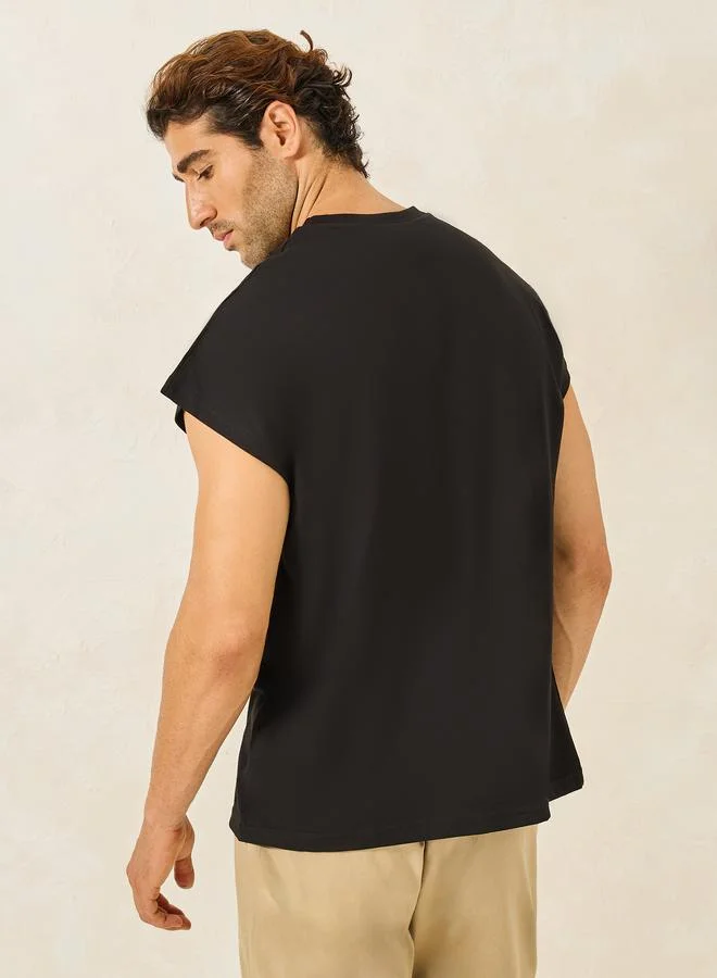ستايلي Cap Sleeve Cotton Rich Oversized T-Shirt