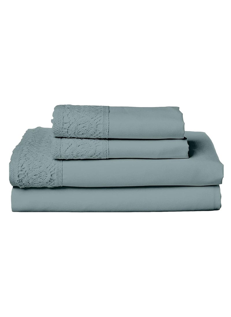 Modern Threads Modern Threads Soft Microfiber Crochet Lace Sheets Luxurious Microfiber Bed Sheets Includes Flat Sheet Fitted Sheet with Deep Pockets 2 Pillowcases Mineral King Size  - Image 3