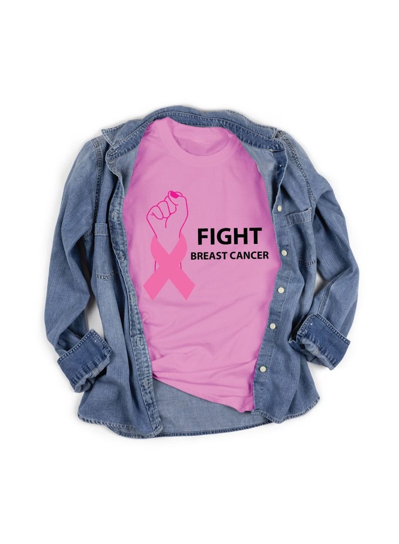 PRINTSHOP4ME October Month PinkCancer Awareness Round Neck Short Sleeve T-shirt Unisex  - Image 4