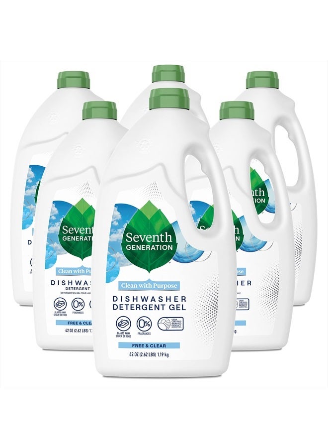 Seventh Generation Dishwasher Detergent Gel for Sparkling Dishes Free & Clear Fragrance Free 42 oz, Pack of 6  - Image 1