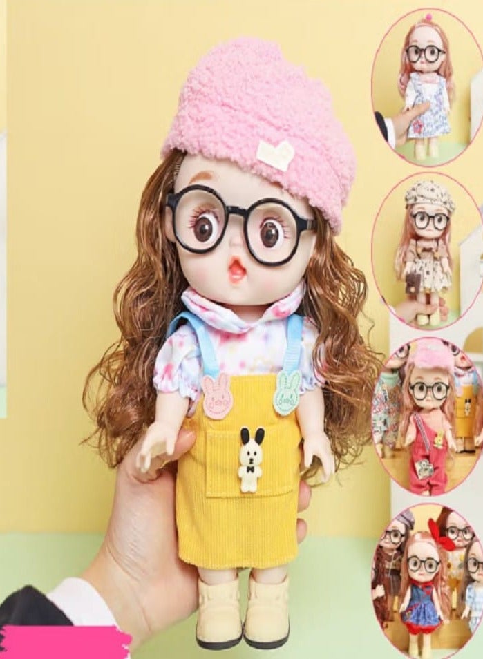 لعبة دمية مع نظارات للبنات، أشكال متعددة (شكل عشوائي)