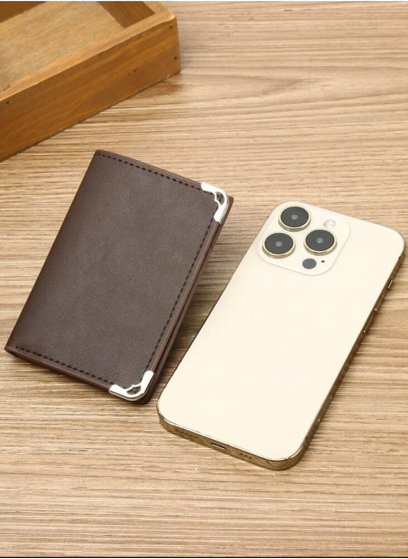 JewelryEveryday - Elegant Slim Classic Small Wallet For Men - Brown - Image 1