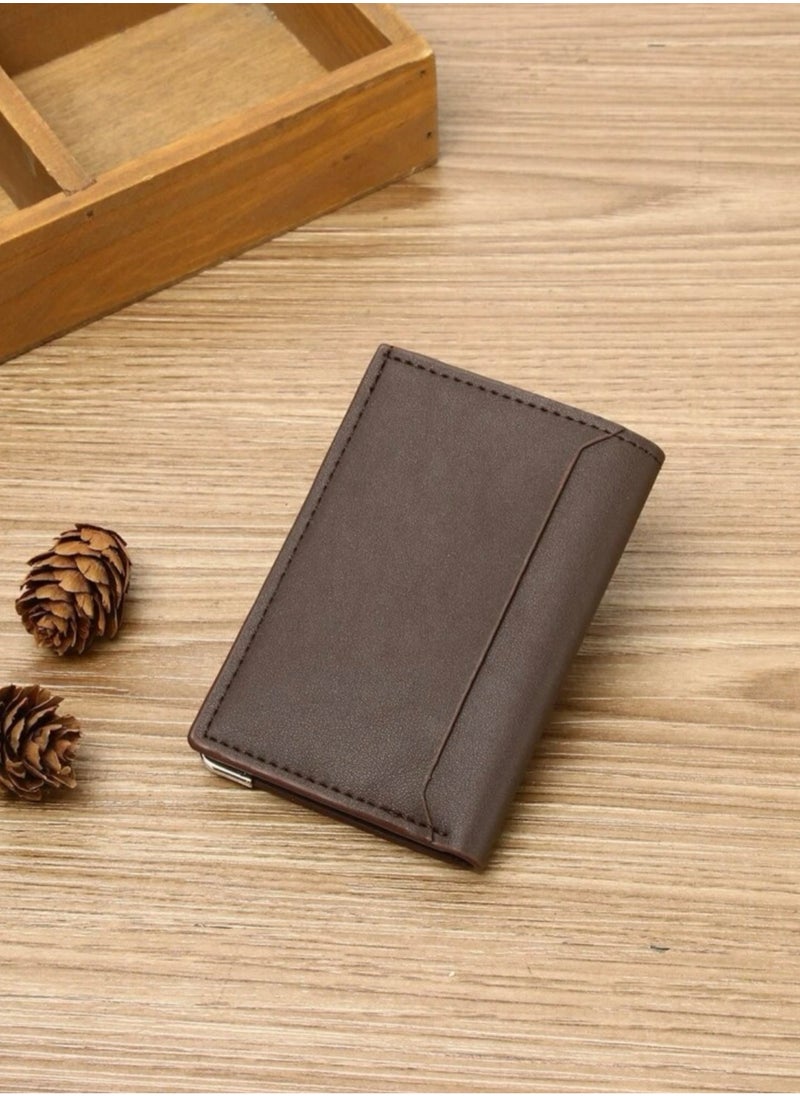 JewelryEveryday - Elegant Slim Classic Small Wallet For Men - Brown - Image 1