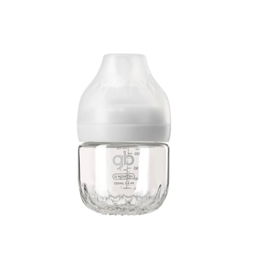 gb Platinum Series Glass Baby Bottle 4oz 120ml BPAFree AntiColic Silicone Pacifier Wide Neck HeatResistant Borosilicate Glass for 0 Months SSize Pacifier LeakProof Easy to Clean - Image 1