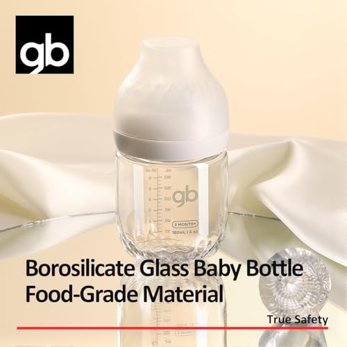 gb Platinum Series Glass Baby Bottle 4oz 120ml BPAFree AntiColic Silicone Pacifier Wide Neck HeatResistant Borosilicate Glass for 0 Months SSize Pacifier LeakProof Easy to Clean - Image 3