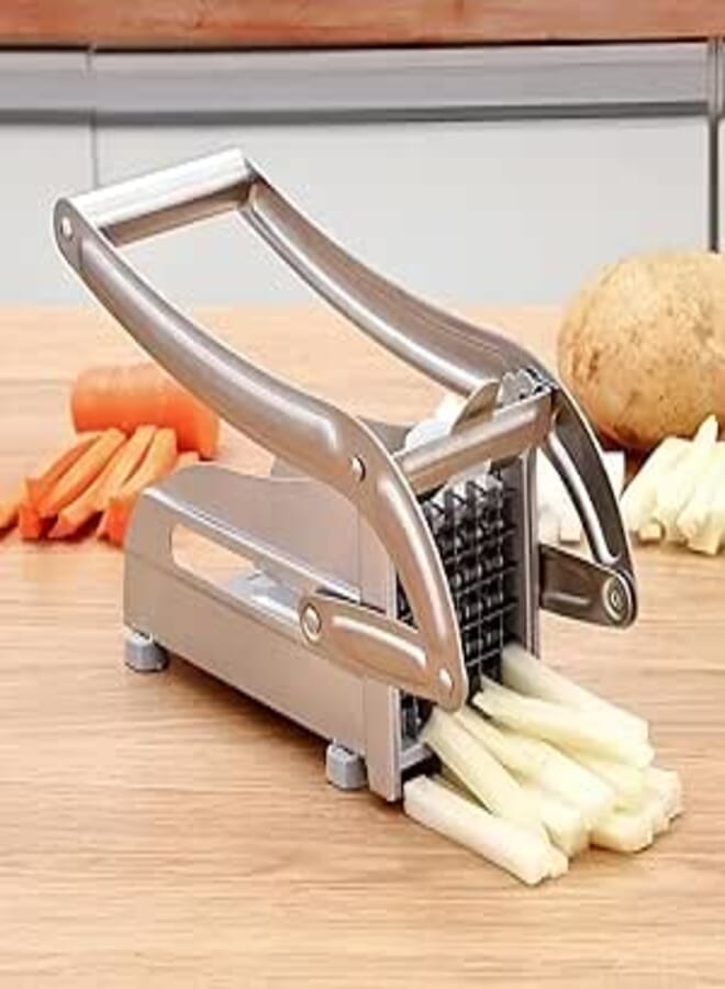 Stainless Steel Slicer - Heavy-duty vegetable and potato finger cutter with dual blades for uniform sticks, making chopping vegetables quick, easy, and efficient in any kitchen