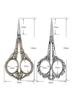 SYOSI 2 Pcs Eyebrow Scissors Vintage Stainless Steel Cuticle Precision Embroidery Scissors Beauty Grooming for Nail, Facial Hair, Eyebrow, Eyelash, Nose Hair, Moustache, Manicure Crochet Threading Tool  - Image 4