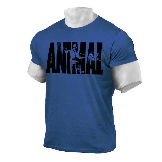 Generic Mens clothing 2020 new fitness sports casual cotton European and American fashion fashion clothing personalized letter short sleeve t-shirt Blue