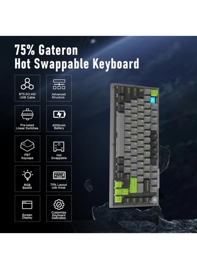 ZIPFORCE Wireless Mechanical Keyboard,81 Keys Hot Swappable Custom Keyboard with Knob,RGB Backlit,2.4GHz/USB-C/BT5.0 Mechanical Gaming Keyboards, PBT Keycaps, 100 Million Keystroke Lifespan - Image 4