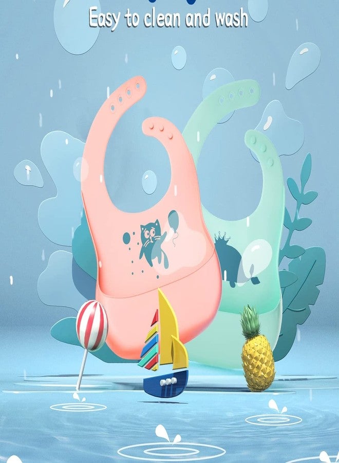 أوشا مريلة أطفال من السيليكون الناعم المقاوم للماء من AUSHA بتصميم لطيف، 6 فتحات، مناسبة للأطفال من عمر 0-6 سنوات (أزرق) - Image 5