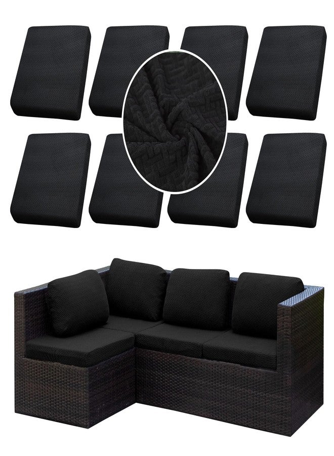 SUKAIKEQA Outdoor Cushion Covers Set,Waterproof Patio Furniture Couch Seat Slipcovers, Replacement for Sofa Sectional Chair(Cover，Only)（8PCS，Jacquard） Black01 - Image 1