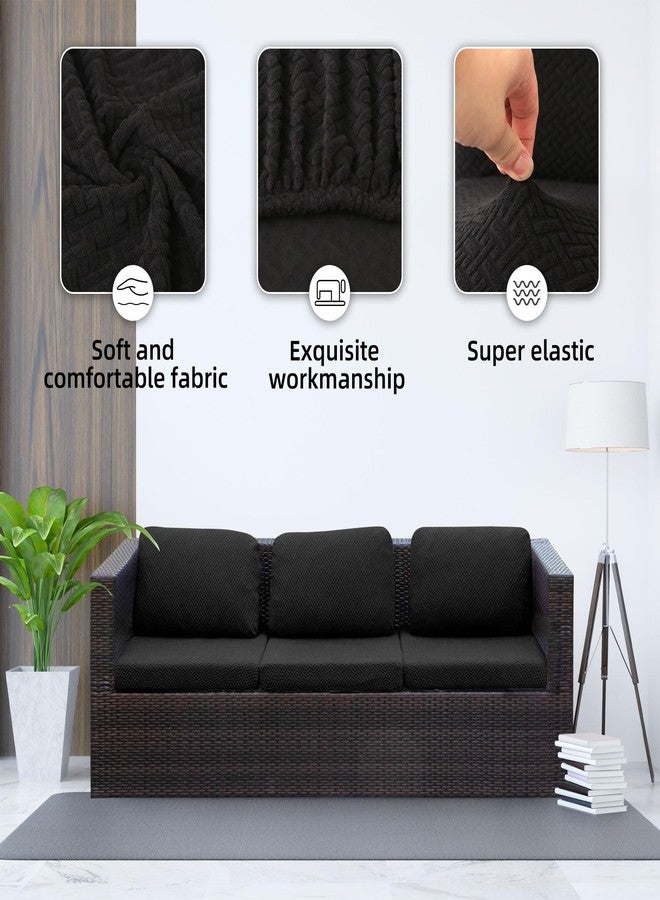 SUKAIKEQA Outdoor Cushion Covers Set,Waterproof Patio Furniture Couch Seat Slipcovers, Replacement for Sofa Sectional Chair(Cover，Only)（8PCS，Jacquard） Black01 - Image 3