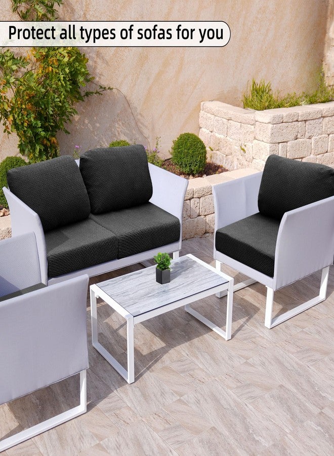 SUKAIKEQA Outdoor Cushion Covers Set,Waterproof Patio Furniture Couch Seat Slipcovers, Replacement for Sofa Sectional Chair(Cover，Only)（8PCS，Jacquard） Black01 - Image 4