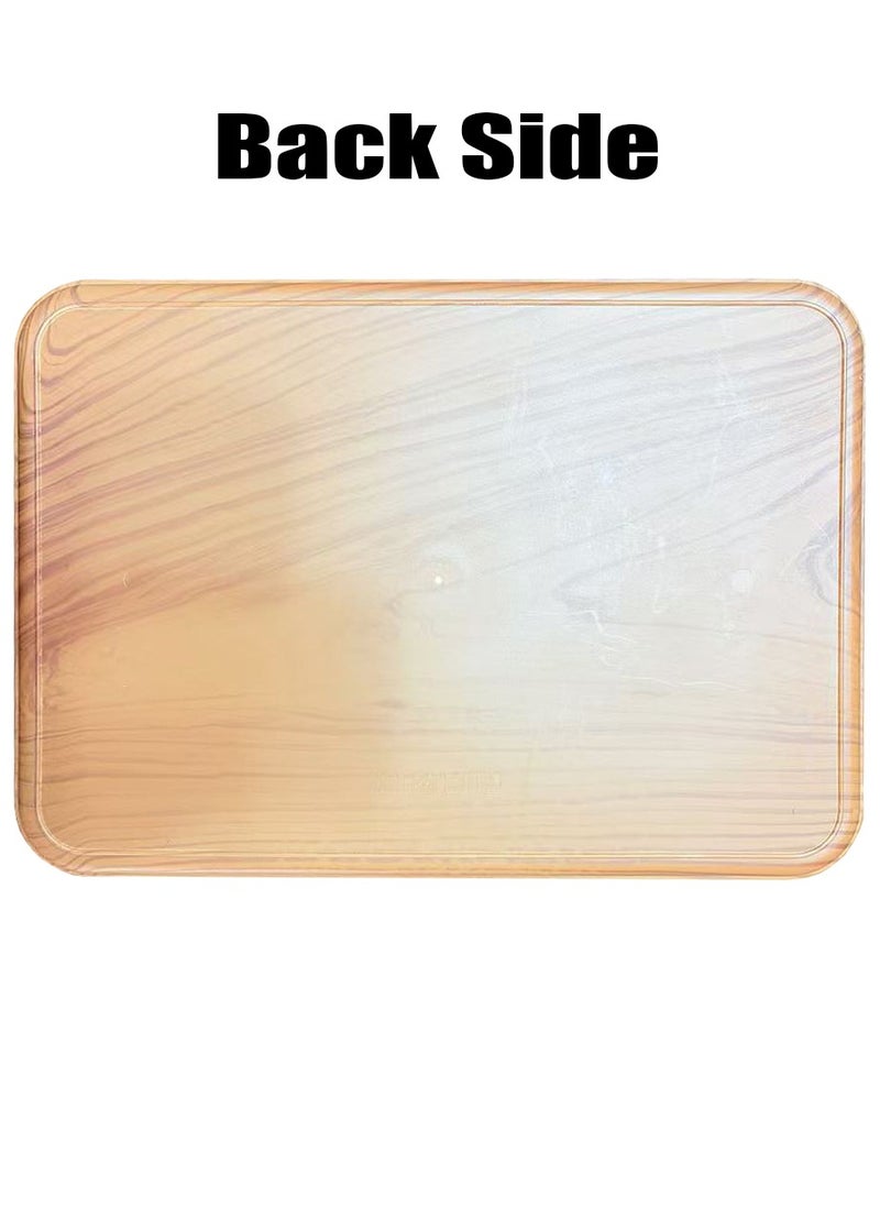 TDAO Plastic Wood Grain Serving Tray, Nordic Style Breakfast Tray, Fruit Decorative Platter, Tea Snack Tray for Coffee, Family Party and Festival 38 x 26.9 x 1.7CM  - Image 2