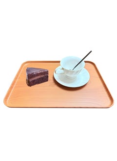 TDAO Plastic Wood Grain Serving Tray, Nordic Style Breakfast Tray, Fruit Decorative Platter, Tea Snack Tray for Coffee, Family Party and Festival 38 x 26.9 x 1.7CM  - Image 4