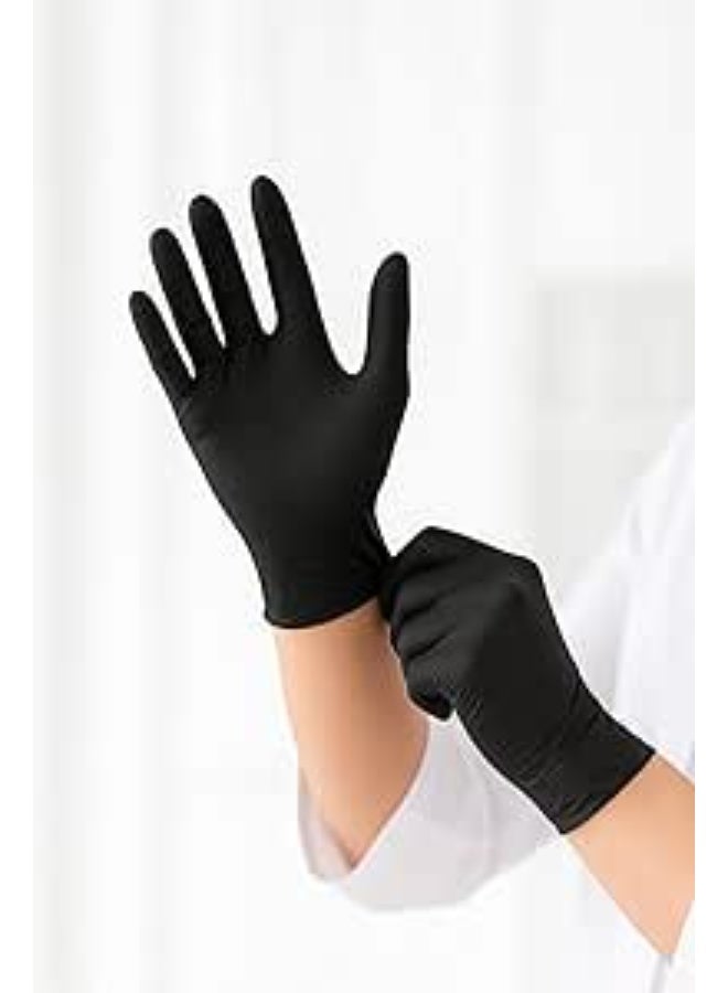 Disposable Black Nitrile Examination Gloves Powder Free Textured Fingertips Medium Size 100 Pack High Sensitivity Protective Gloves for Medical Cleaning Food Handling and Hygiene Use - Image 1