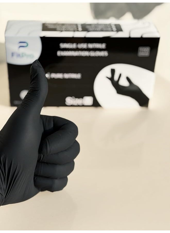 Disposable Black Nitrile Examination Gloves Powder Free Textured Fingertips Medium Size 100 Pack High Sensitivity Protective Gloves for Medical Cleaning Food Handling and Hygiene Use - Image 2