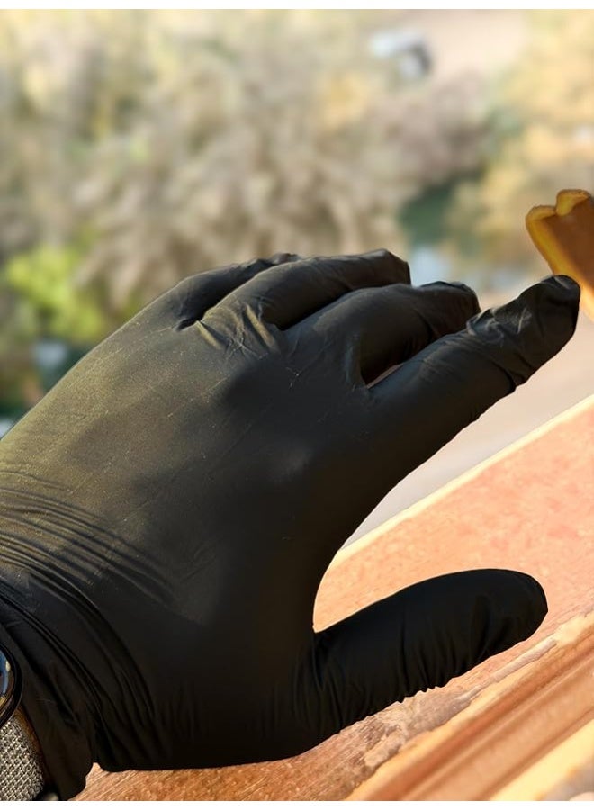 Disposable Black Nitrile Examination Gloves Powder Free Textured Fingertips Medium Size 100 Pack High Sensitivity Protective Gloves for Medical Cleaning Food Handling and Hygiene Use - Image 3