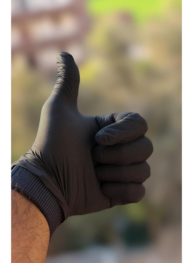Disposable Black Nitrile Examination Gloves Powder Free Textured Fingertips Medium Size 100 Pack High Sensitivity Protective Gloves for Medical Cleaning Food Handling and Hygiene Use - Image 4