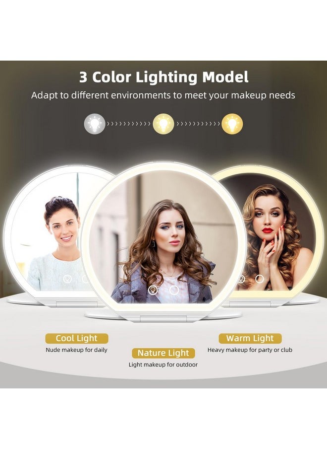 WEILY Makeup Mirror With Lights Travel Mirror With 3 Color Lighting And Dimmable Touch Screen Usb Rechargeable And 300° Rotating Lighted Makeup Mirror Gifts For Women  - Image 4