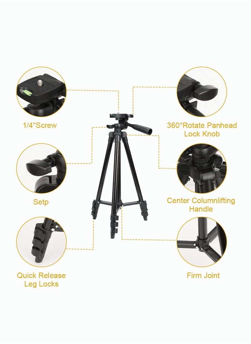 51 Inch Extendable Phone Tripod and Camera Stand with Bluetooth Remote and Clip - Image 2
