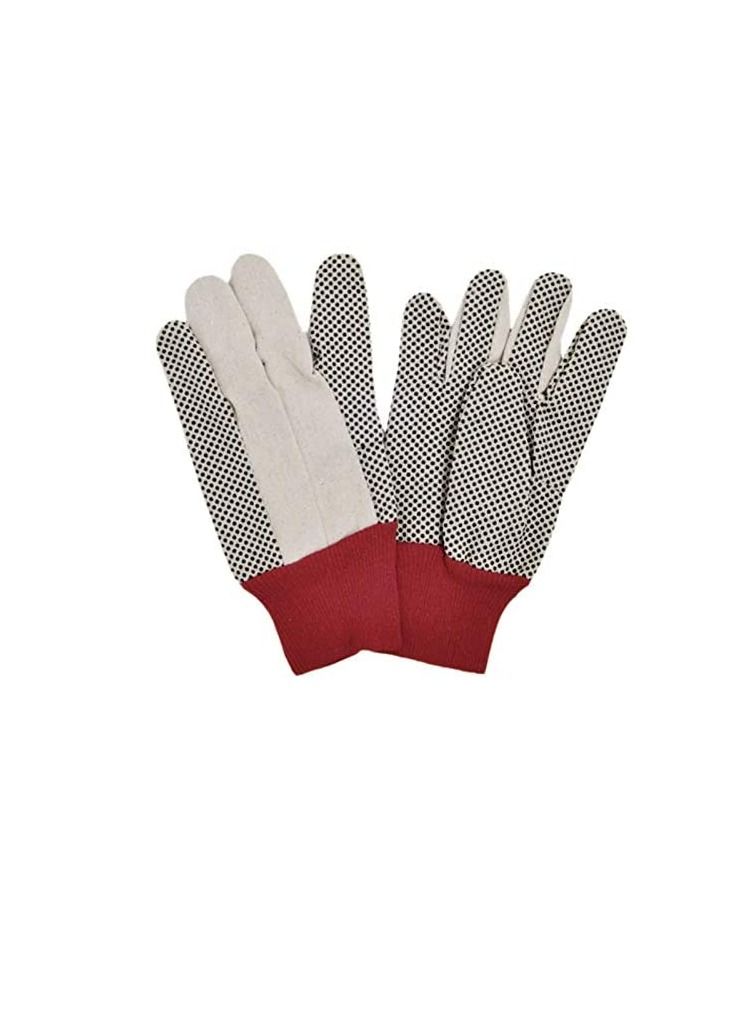Drill Doted Cotton Gloves Knitted Glove Safety Dotted Grip Free Size 8OZ 1 Pair - Image 3