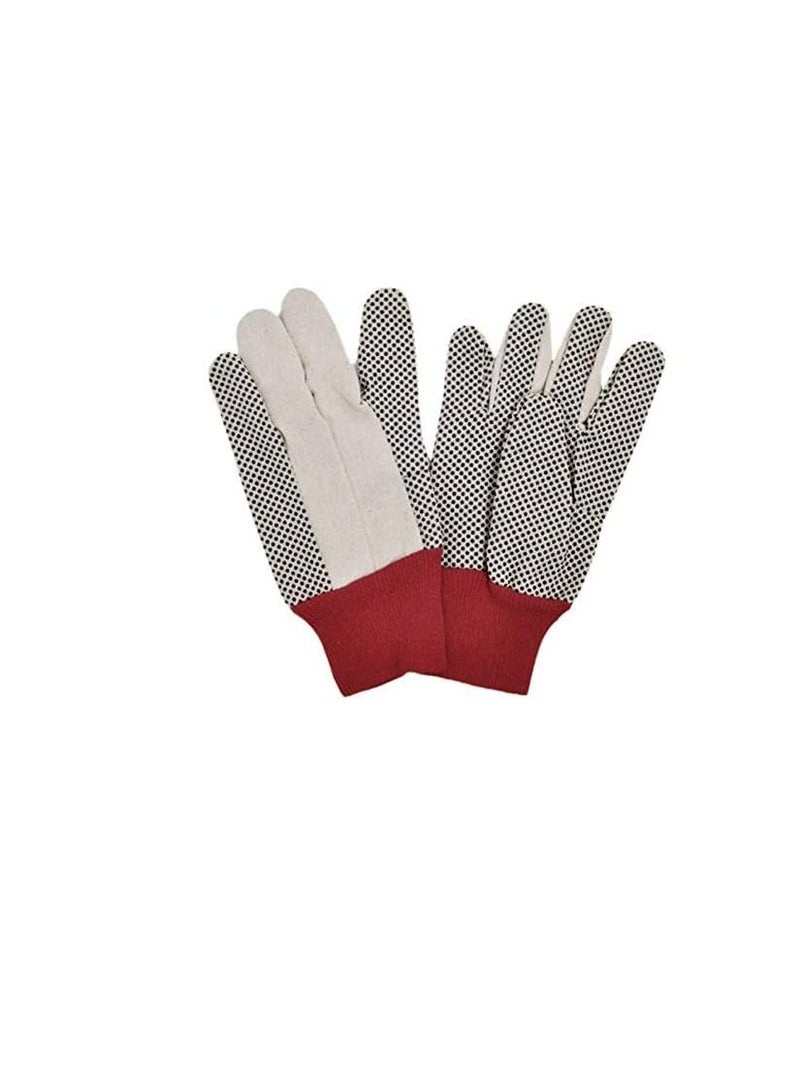 Drill Doted Cotton Gloves Knitted Glove Safety Dotted Grip Free Size 8OZ 1 Pair - Image 1