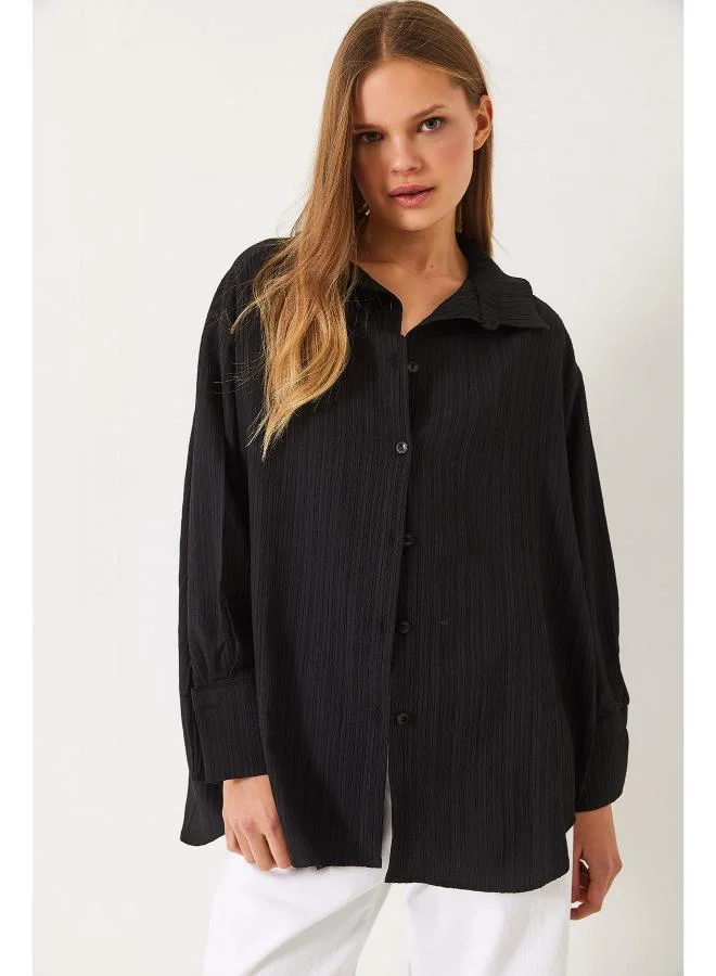 Ginger Oversize Textured Button Up Shirt