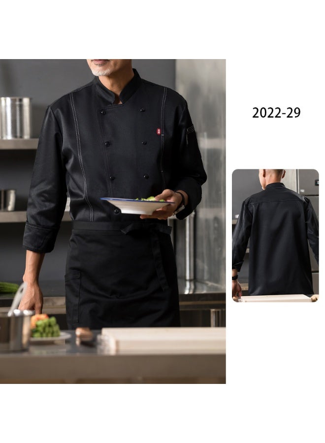 NIBEMINENT High-End  Chef Overalls Kitchen Kitchen Canteen Restaurant Restaurant Work Wear Men's and Women's Catering Autu  - Image 1