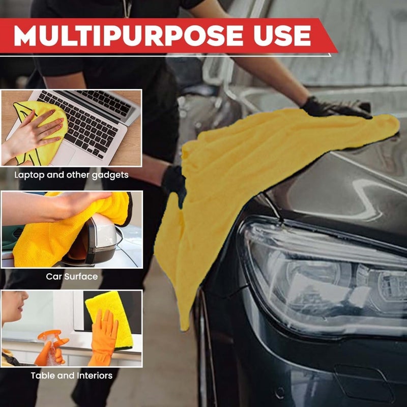 Autofy Multipurpose Microfiber 800 GSM Pack of 3-40cm x 40cm Cleaning Towel Microfibre Cloth Highly Absorbent Dust Towels for All Vehicles Bikes Cars Glass Kitchens - Multicolour - Image 3