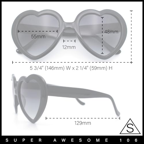 SA106 Womens Mirrored Rusta Mirror Lens Plastic Frame Heart Shape Sunglasses (Black) - Image 4