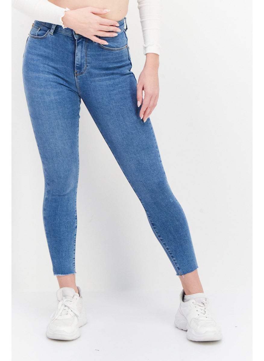 NEW LOOK Women Skinny Fit Washed Stretchable Lift And Shape Jeans, Blue  - Image 1