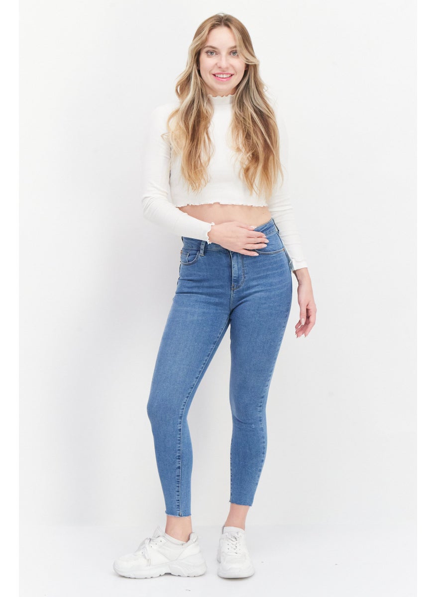 NEW LOOK Women Skinny Fit Washed Stretchable Lift And Shape Jeans, Blue  - Image 4