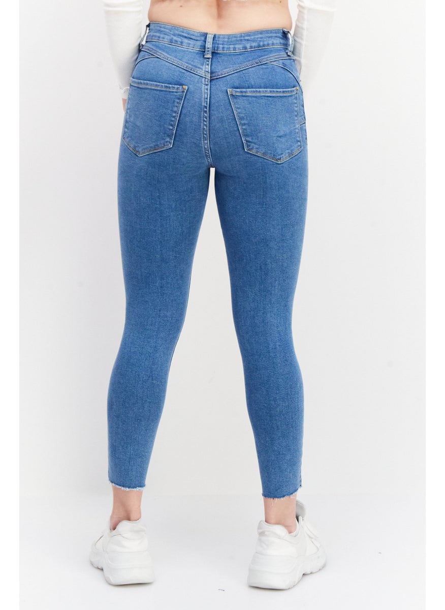 NEW LOOK Women Skinny Fit Washed Stretchable Lift And Shape Jeans, Blue  - Image 3