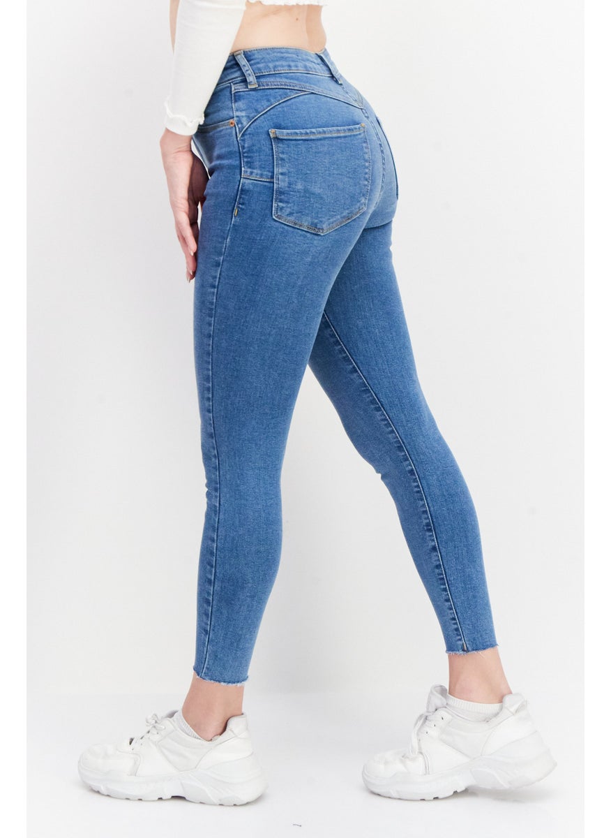NEW LOOK Women Skinny Fit Washed Stretchable Lift And Shape Jeans, Blue  - Image 2