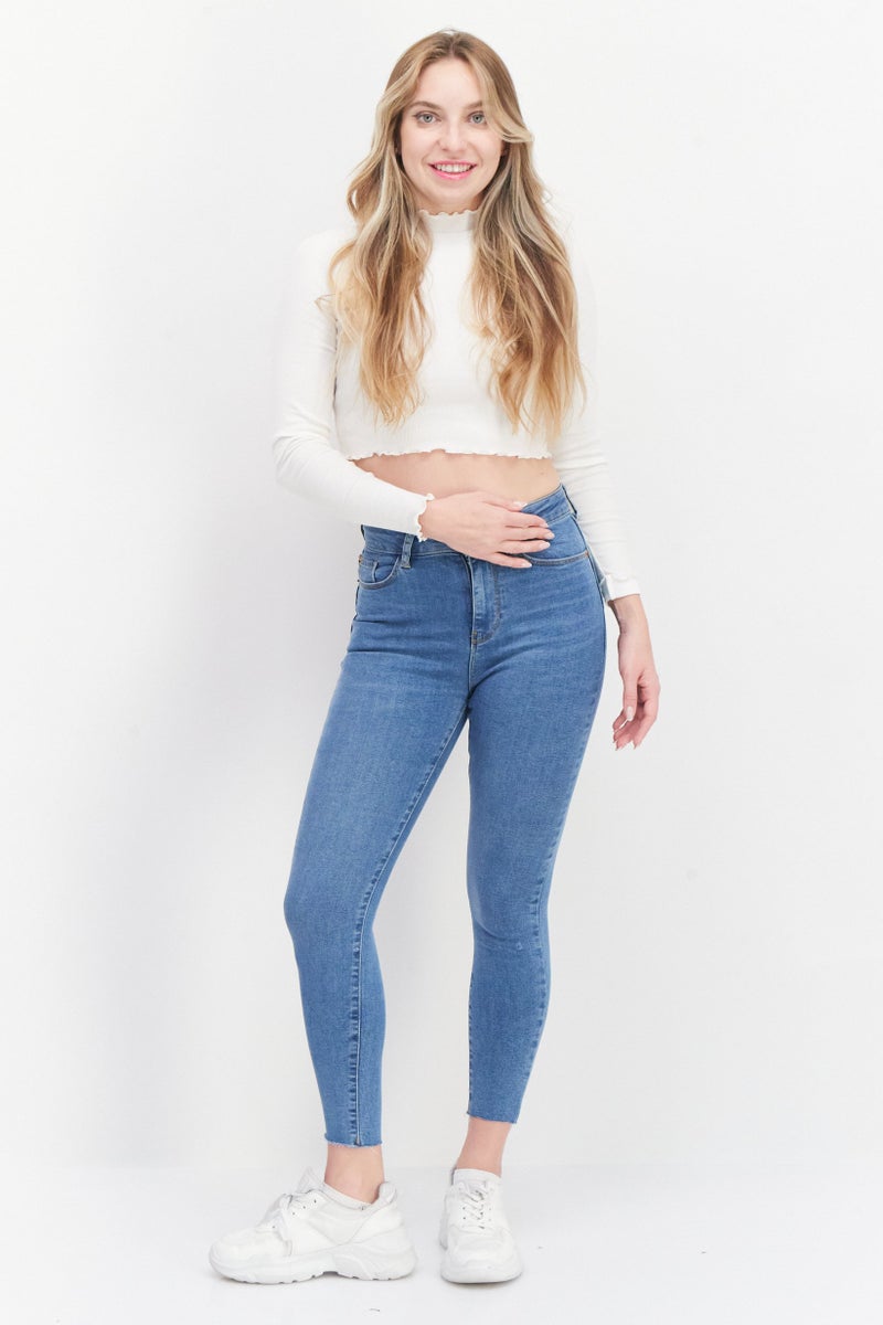 NEW LOOK Women Skinny Fit Washed Stretchable Lift And Shape Jeans, Blue - Image 4