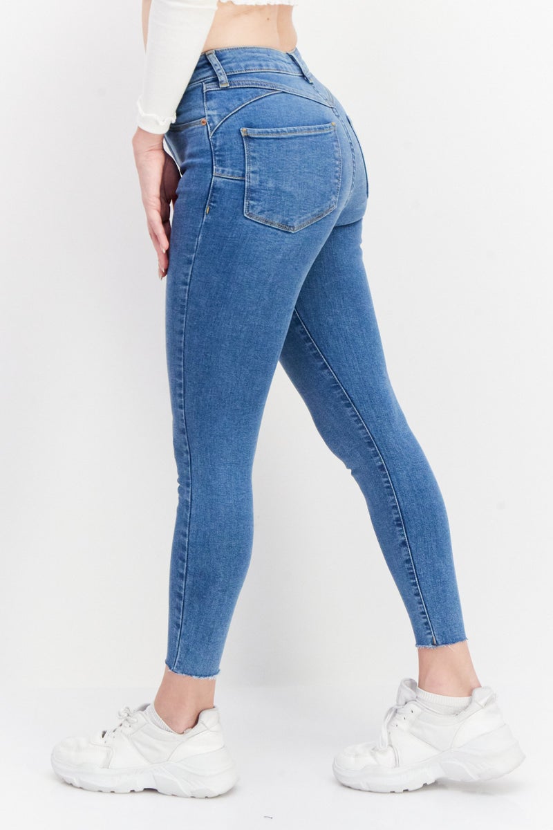 NEW LOOK Women Skinny Fit Washed Stretchable Lift And Shape Jeans, Blue - Image 2