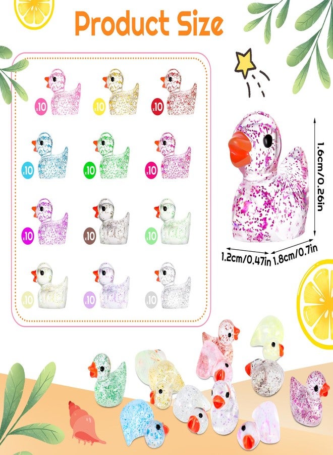 Fuyamp 120 Glitter Mini Resin Ducks, Colorful Tiny Ducks, Miniature Glitter Duck Figures for DIY Crafts, Fairy Garden, Doll House, Landscape Cake Decoration (12 Colors) - Image 2