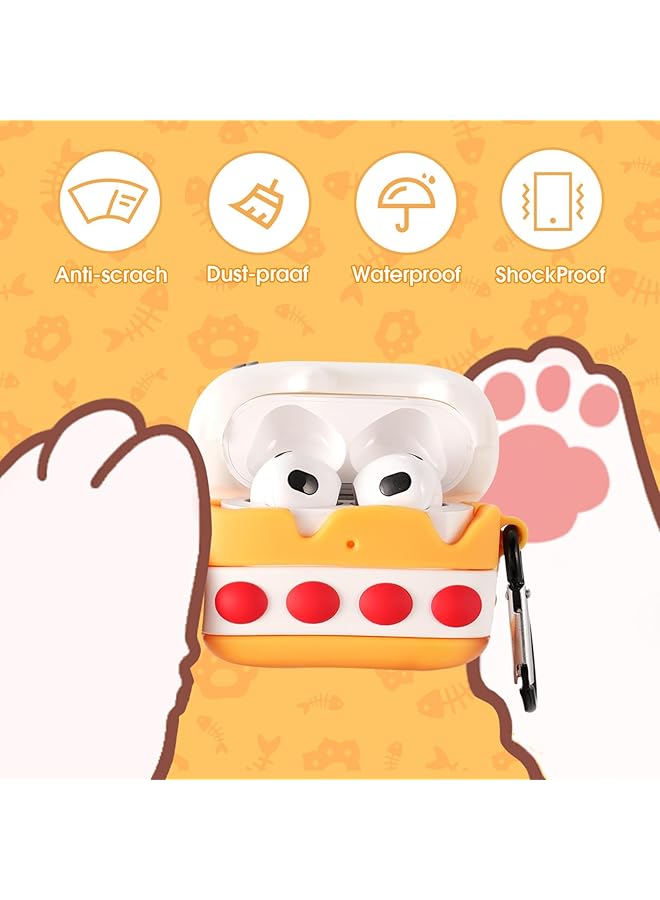 erorex Cute Strawberry Cat Cake Silicone Case Compatible With Airpods Pro Pro2 Shockproof Waterproof Dustproof Full Protective Cover With Metal Keychain For Women Soft Earphone Protector - Image 4